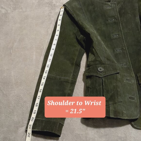Suede Green Jacket By H&G Juniors Size Small/Petite - Picture 16 of 16
